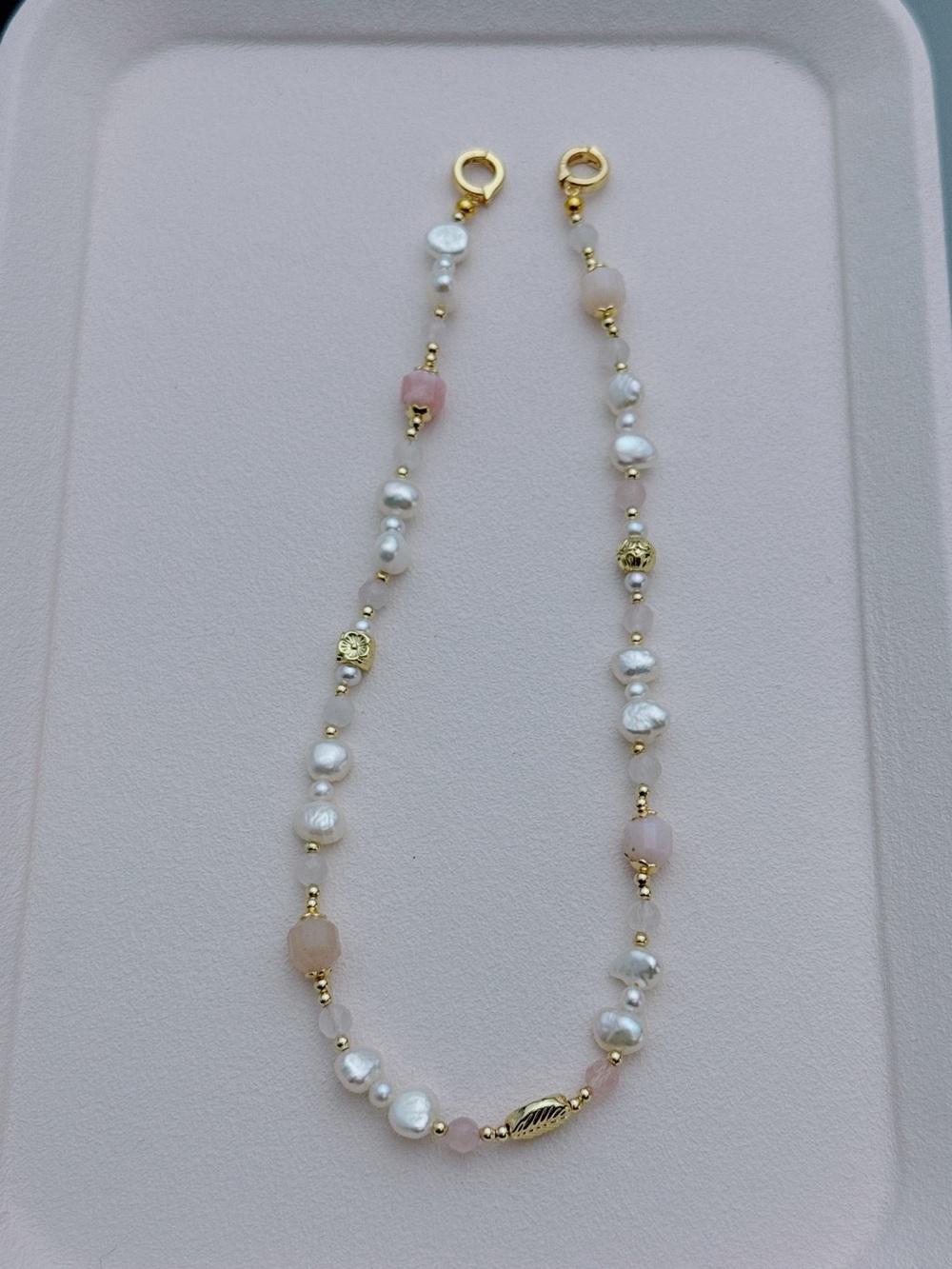 26X545 Handmade Freshwater Pearl Pink Rhodonite 14” Long Extender